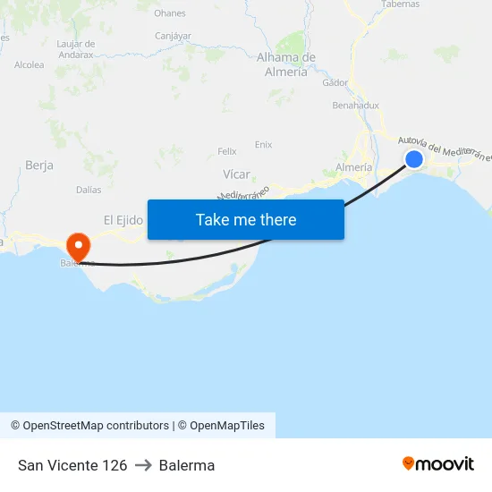 San Vicente 126 to Balerma map