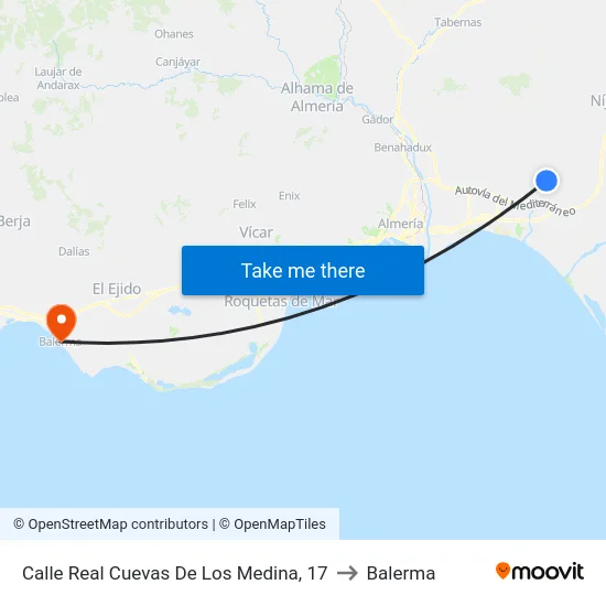 Calle Real Cuevas De Los Medina, 17 to Balerma map