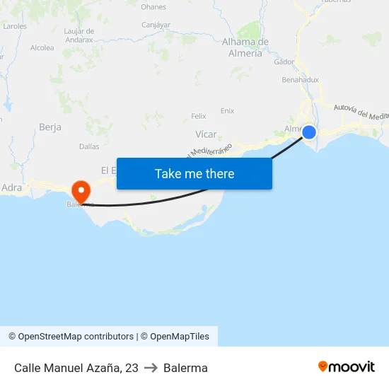Calle Manuel Azaña, 23 to Balerma map