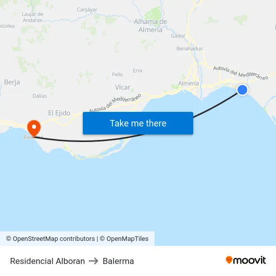 Residencial Alboran to Balerma map
