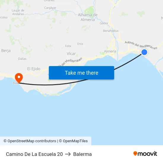 Camino De La Escuela 20 to Balerma map