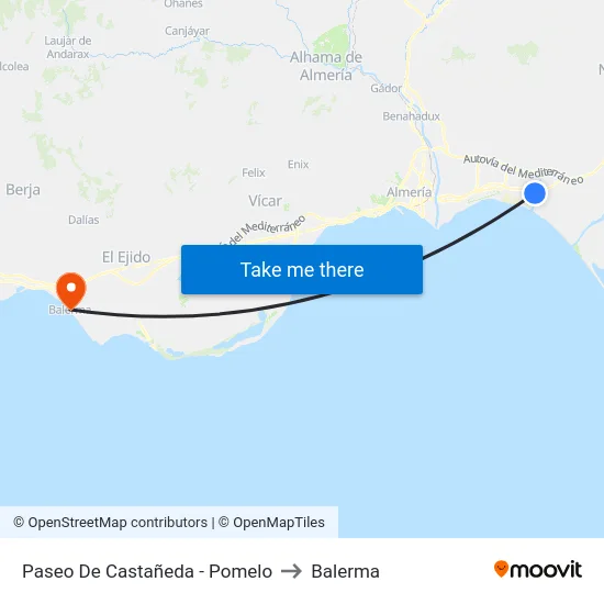 Paseo De Castañeda - Pomelo to Balerma map