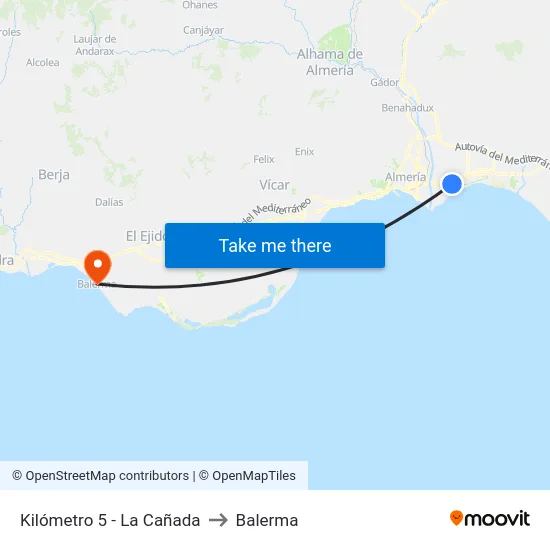 Kilómetro 5 - La Cañada to Balerma map