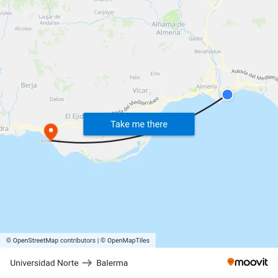 Universidad Norte to Balerma map