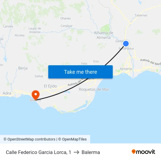 Calle Federico Garcia Lorca, 1 to Balerma map