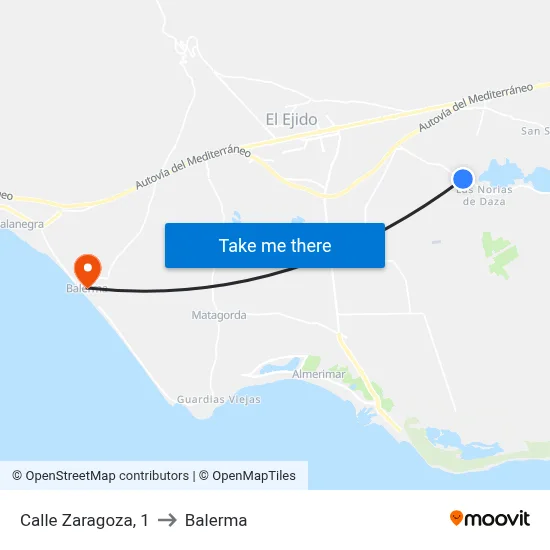 Calle Zaragoza, 1 to Balerma map