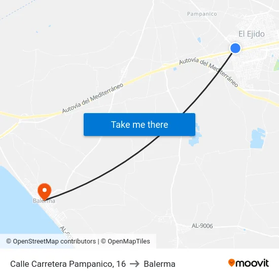 Calle Carretera Pampanico, 16 to Balerma map
