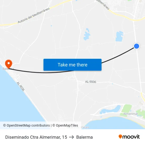Diseminado Ctra Almerimar, 15 to Balerma map