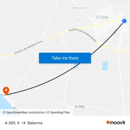 A-389, 9 to Balerma map