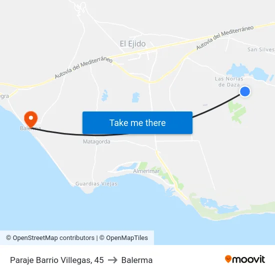 Paraje Barrio Villegas, 45 to Balerma map