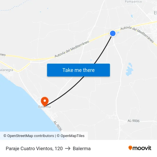 Paraje Cuatro Vientos, 120 to Balerma map