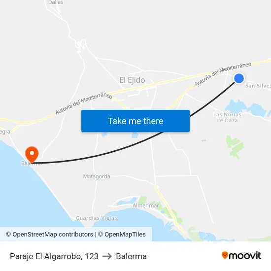 Paraje El Algarrobo, 123 to Balerma map
