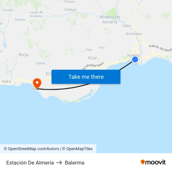 Estación De Almería to Balerma map