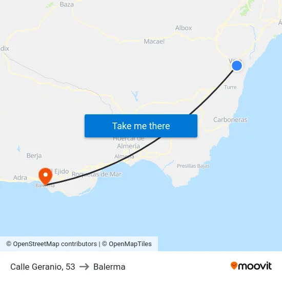 Calle Geranio, 53 to Balerma map