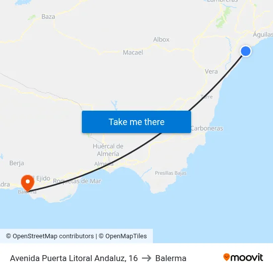 Avenida Puerta Litoral Andaluz, 16 to Balerma map