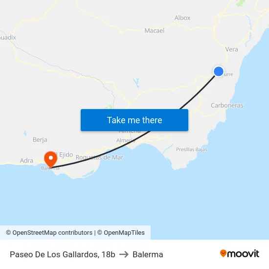 Paseo De Los Gallardos, 18b to Balerma map