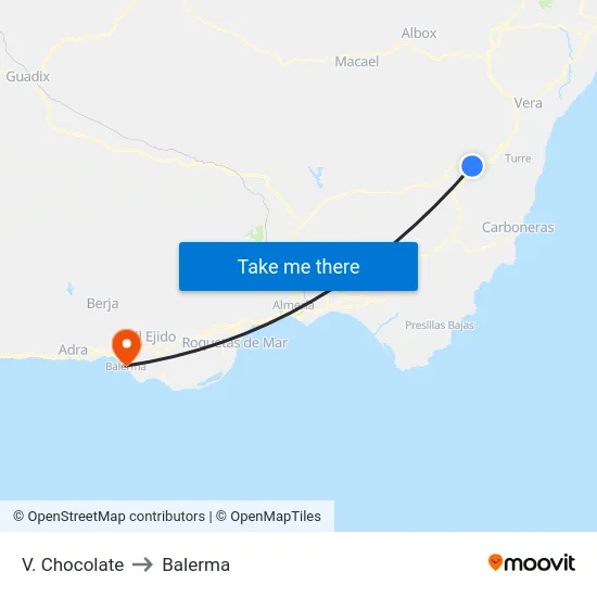 V. Chocolate to Balerma map