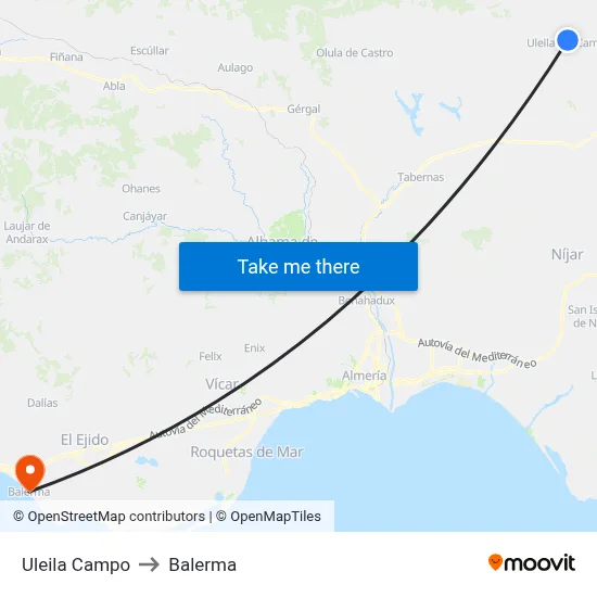 Uleila Campo to Balerma map