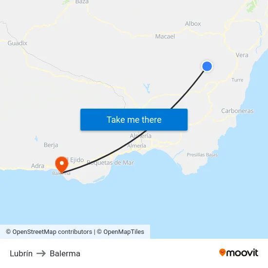 Lubrín to Balerma map