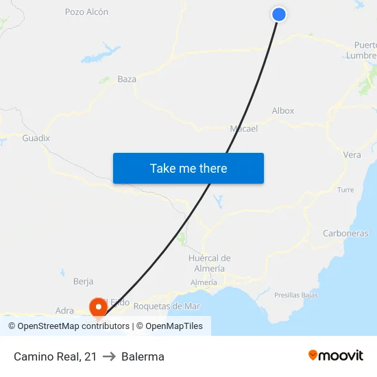 Camino Real, 21 to Balerma map