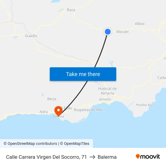Calle Carrera Virgen Del Socorro, 71 to Balerma map