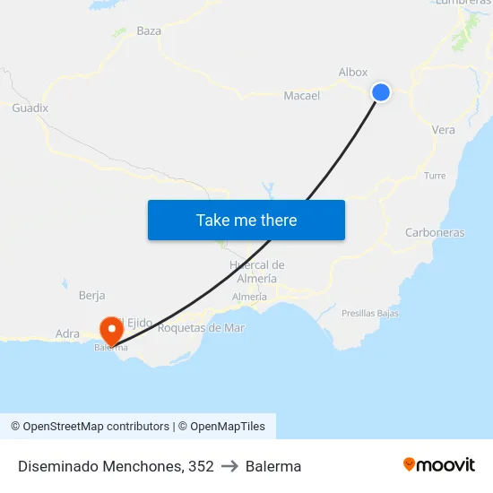 Diseminado Menchones, 352 to Balerma map