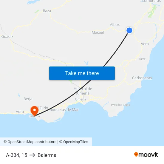 A-334, 15 to Balerma map