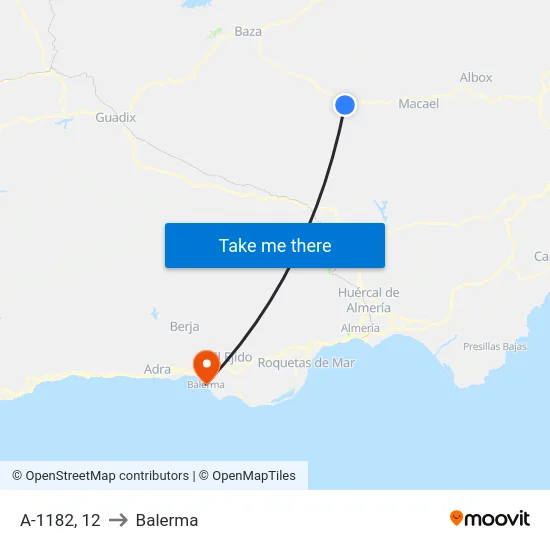 A-1182, 12 to Balerma map