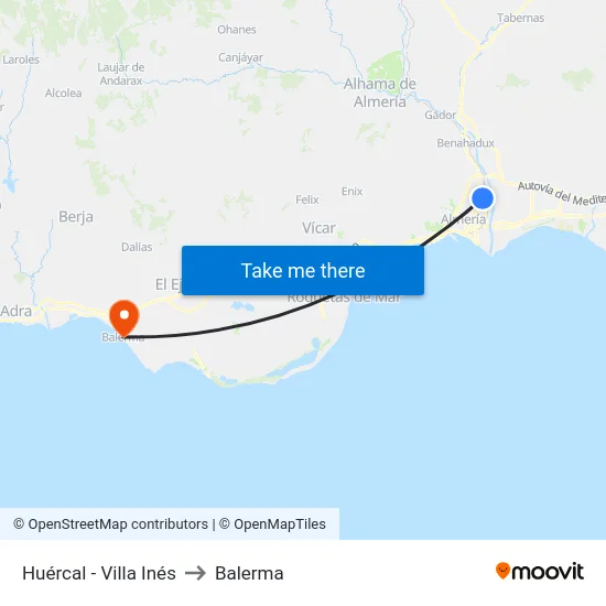 Huércal - Villa Inés to Balerma map