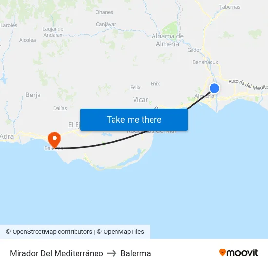 Mirador Del Mediterráneo to Balerma map