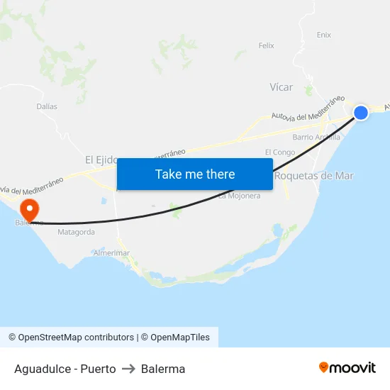Aguadulce - Puerto to Balerma map