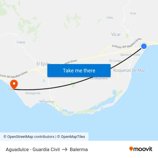 Aguadulce - Guardia Civil to Balerma map