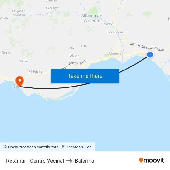Retamar - Centro Vecinal to Balerma map