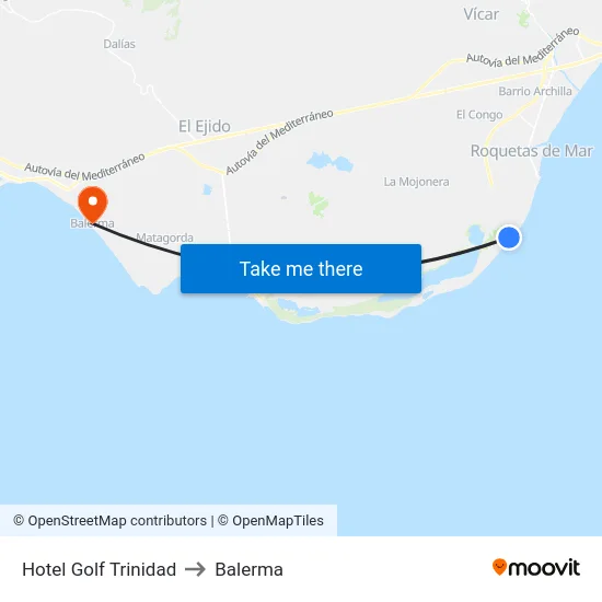 Hotel Golf Trinidad to Balerma map