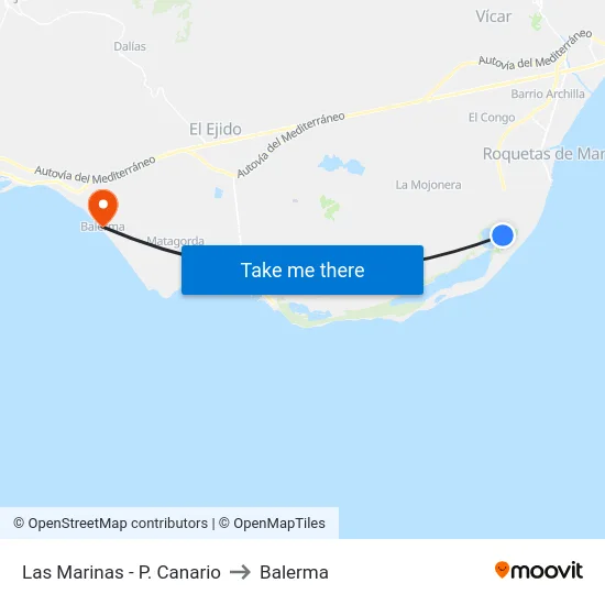Las Marinas - P. Canario to Balerma map