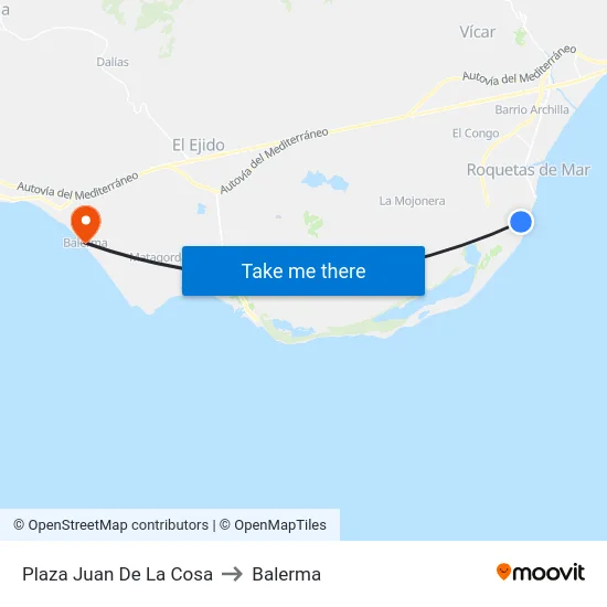 Plaza Juan De La Cosa to Balerma map