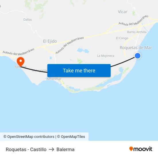 Roquetas - Castillo to Balerma map