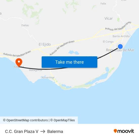 C.C. Gran Plaza V to Balerma map
