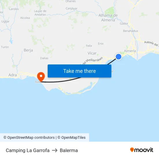 Camping La Garrofa to Balerma map