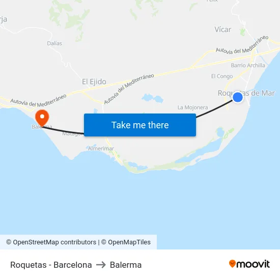 Roquetas - Barcelona to Balerma map