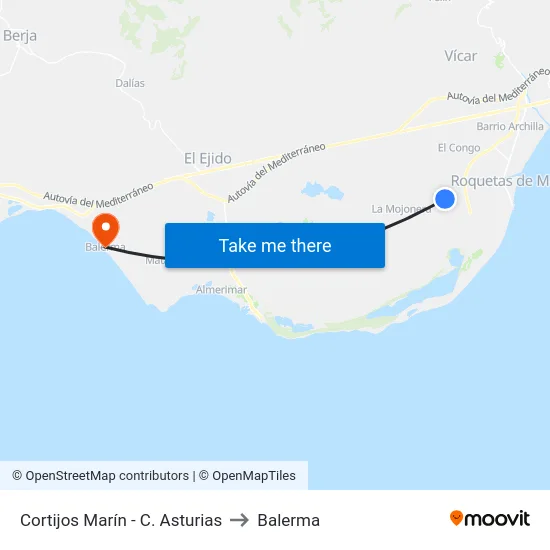 Cortijos Marín - C. Asturias to Balerma map