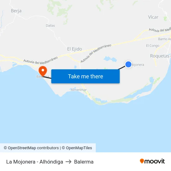 La Mojonera - Alhóndiga to Balerma map