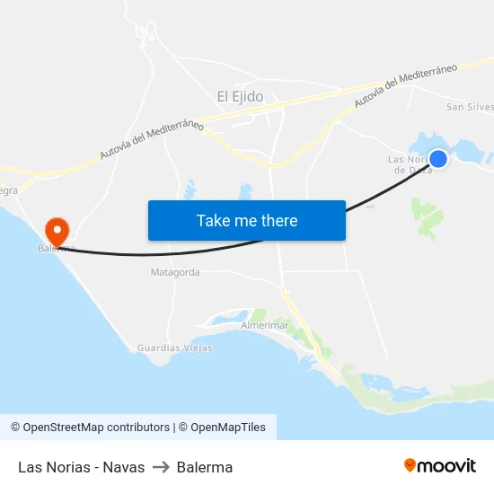 Las Norias - Navas to Balerma map