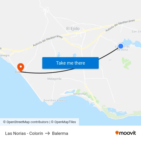 Las Norias - Colorín to Balerma map