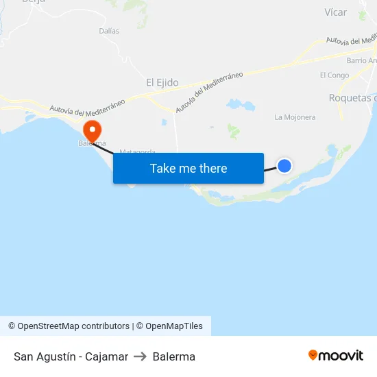 San Agustín - Cajamar to Balerma map