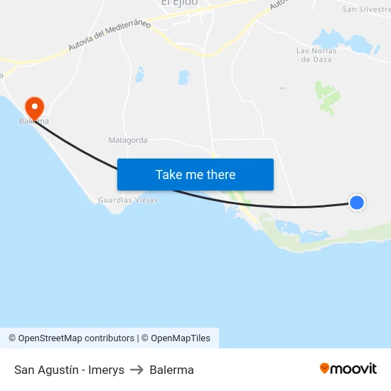 San Agustín - Imerys to Balerma map