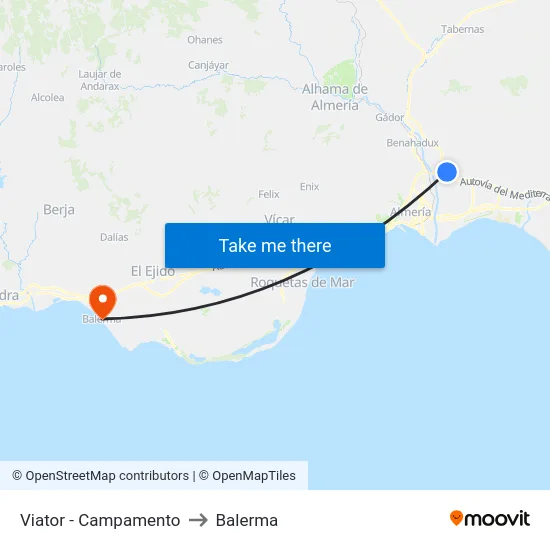Viator - Campamento to Balerma map