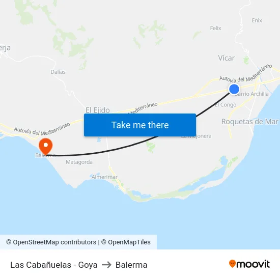 Las Cabañuelas - Goya to Balerma map
