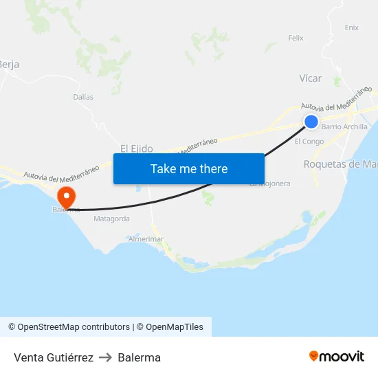 Venta Gutiérrez to Balerma map