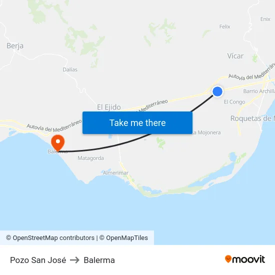 Pozo San José to Balerma map